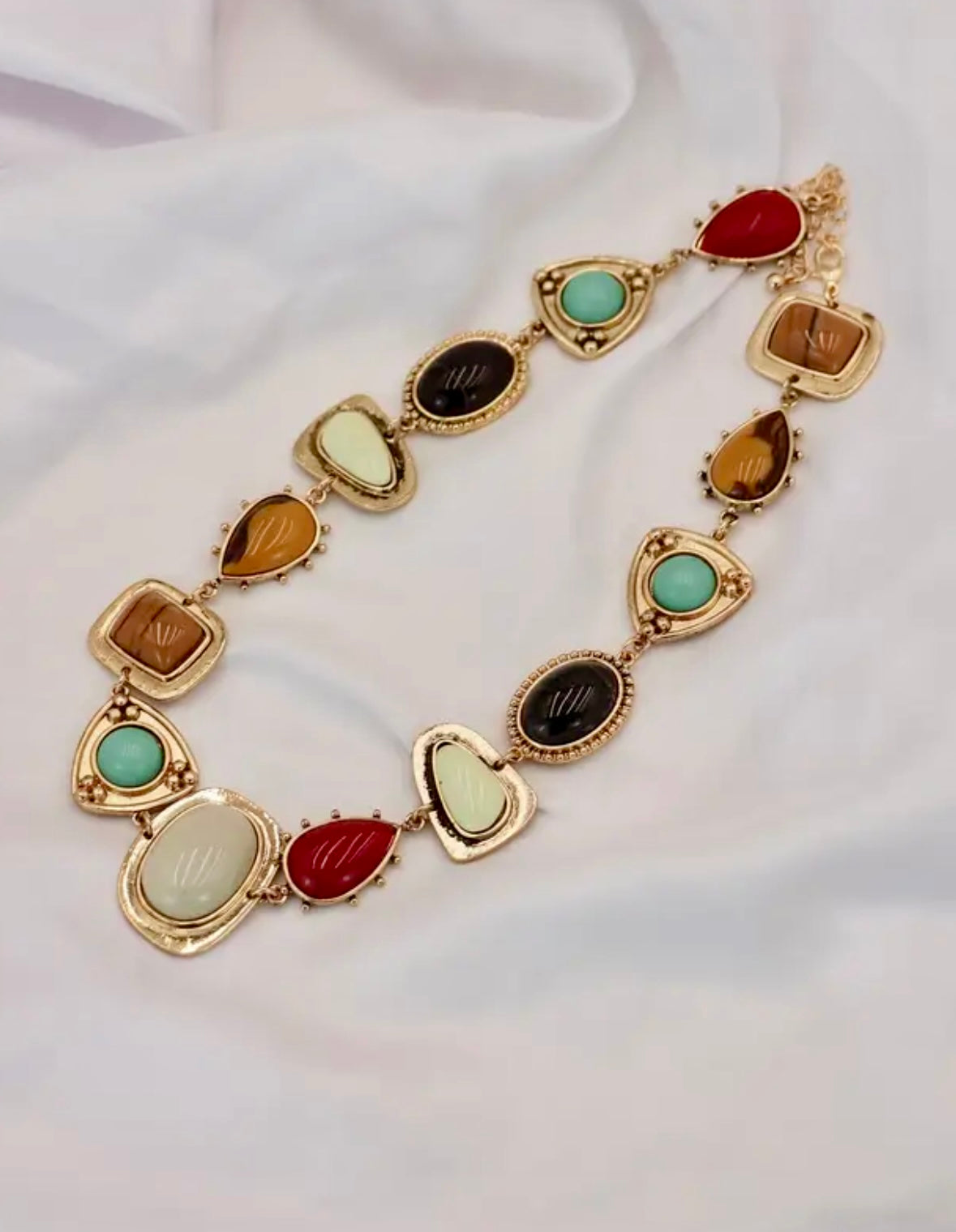 Bohemian Multicolor Statement Necklace - Golden
