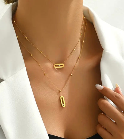 Elegant Double Layer Necklace - Golden
