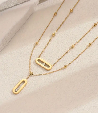 Elegant Double Layer Necklace - Golden