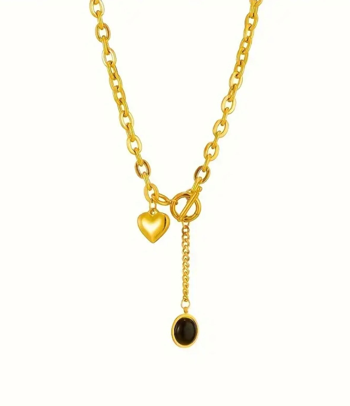 Retro Bohemian Heart Necklace - Golden