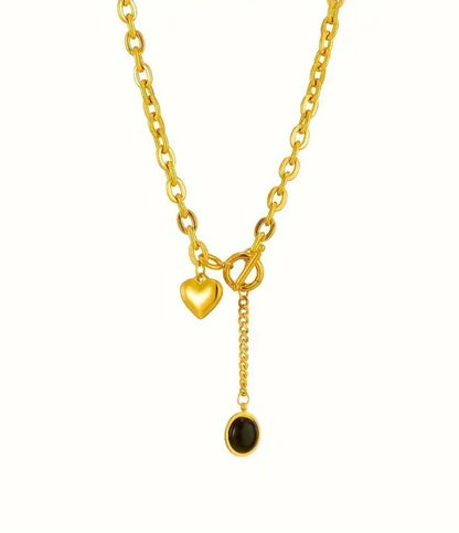 Retro Bohemian Heart Necklace - Golden