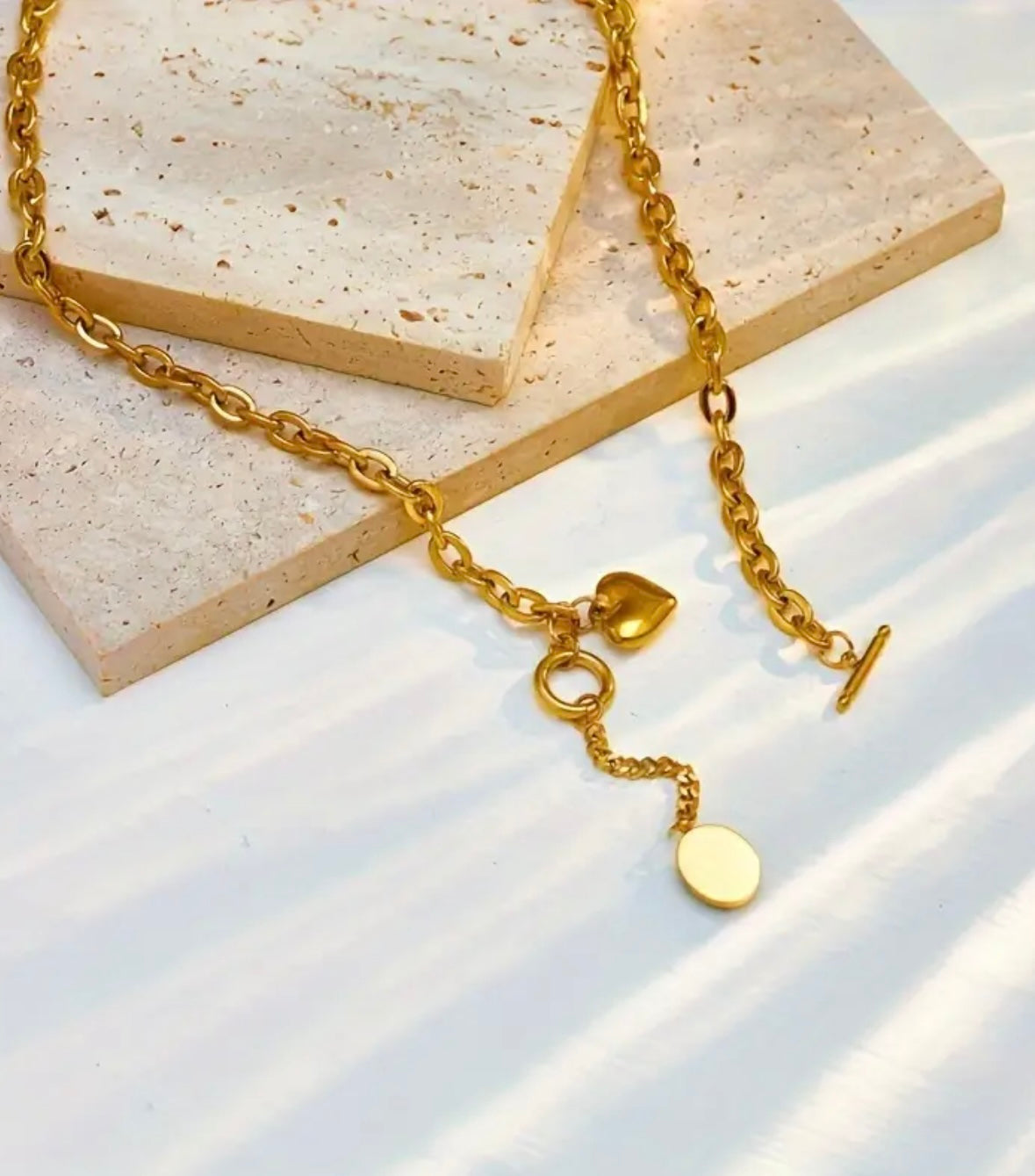 Retro Bohemian Heart Necklace - Golden