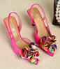 Floral Sequin Pointed Toe Stiletto - Fuschia - 39 Only