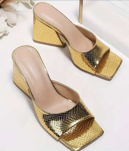 Metallic Textured Mules
