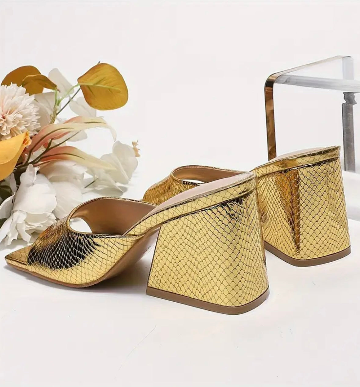 Metallic Textured Mules