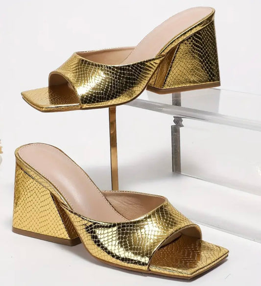 Metallic Textured Mules