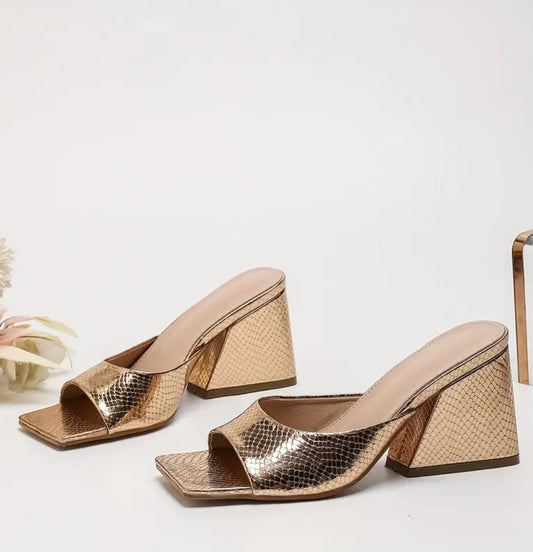 Mules texturées métalliques 