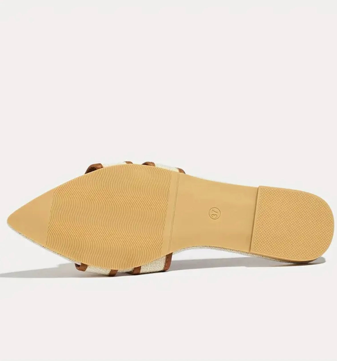 Pointed Toe Flat Sandals - Beige