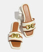 Square Toe Flat Sandals - Beige