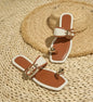 Flat Toe Ring Sandals - Beige