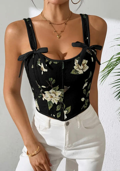 Printed Printed Corset - Black - Medium