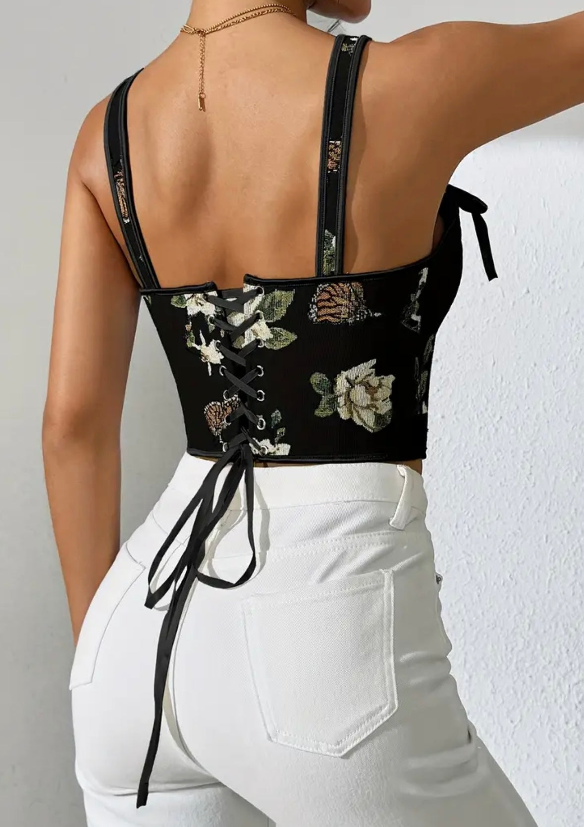 Printed Printed Corset - Black - Medium