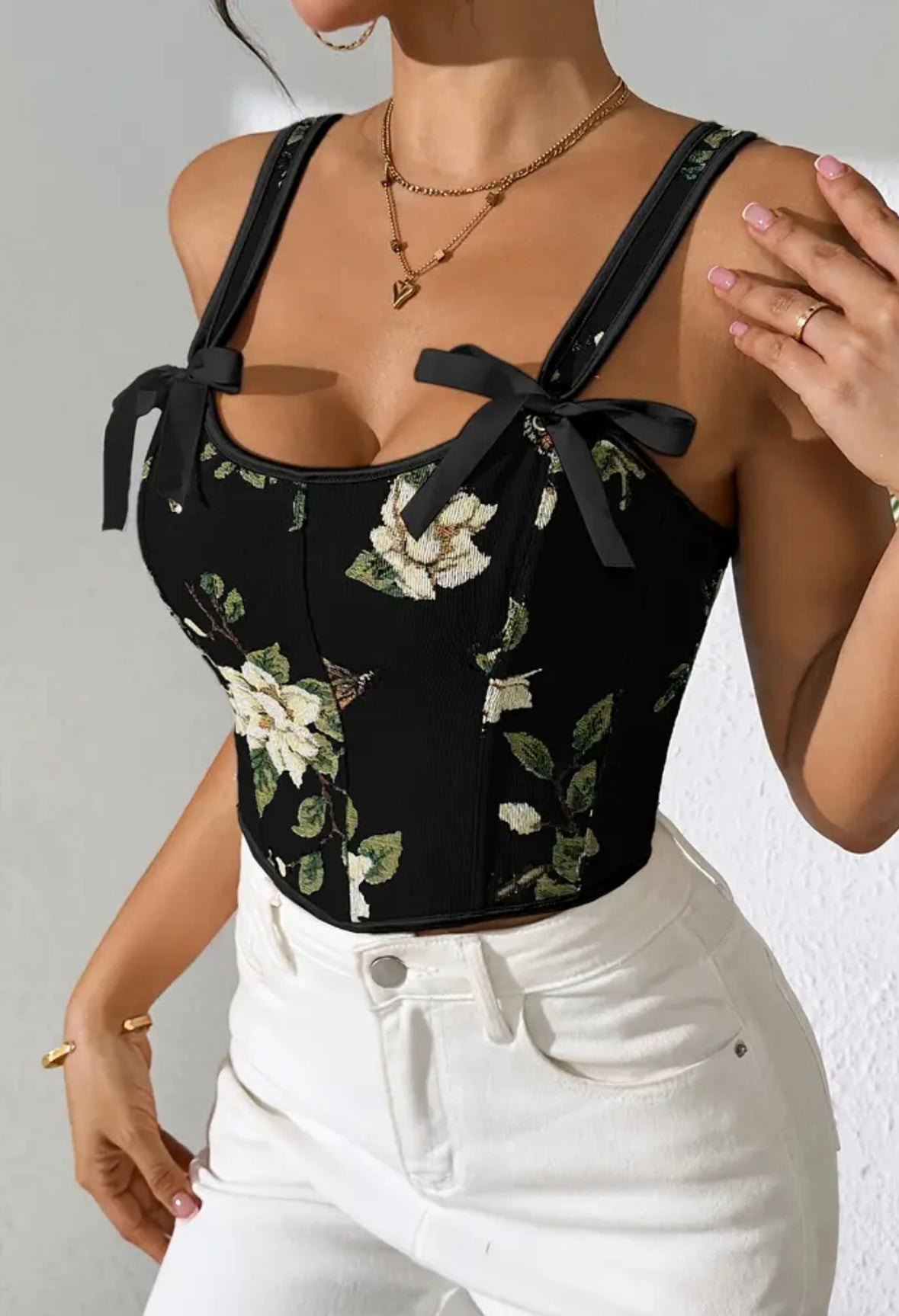 Printed Printed Corset - Black - Medium