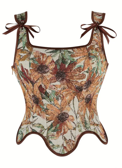 Jacquard Corset - Floral - Medium
