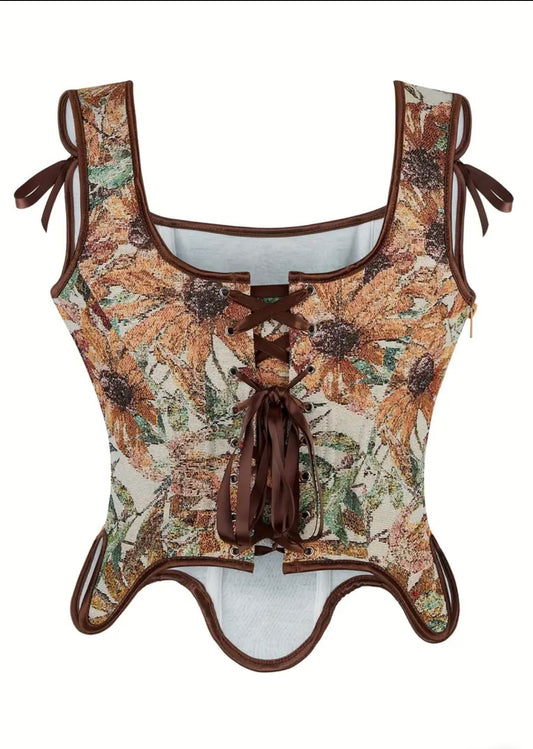 Jacquard Corset - Floral - Medium