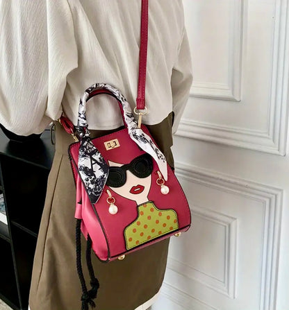 Quirky Cartoon Crossbody Bag - Pink