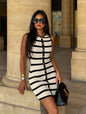Mini Horizontal Stripped Dress - Black & White - size L