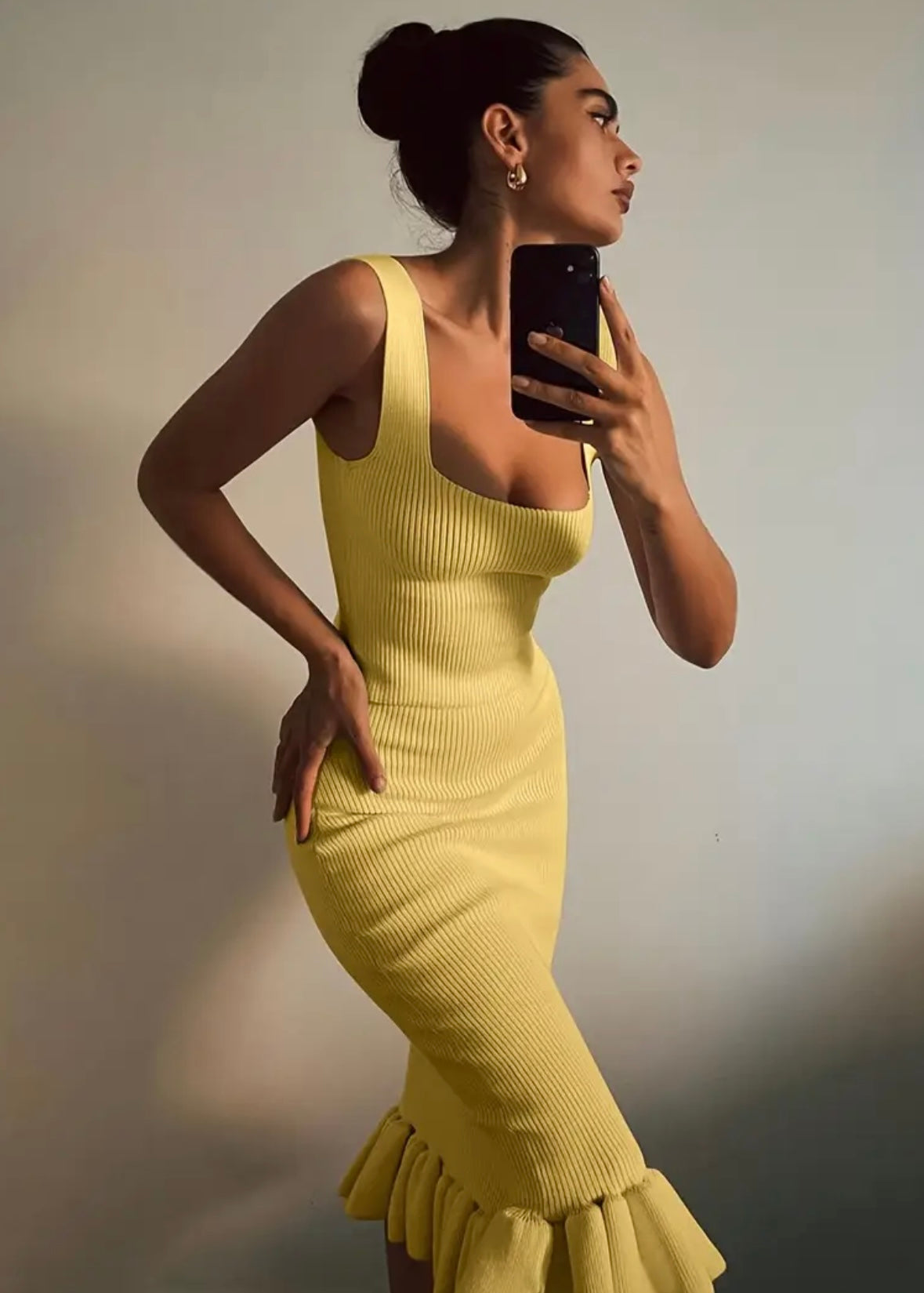 Mermaid Ribbed Vest & Skirt Set - Pastel Yellow - size XS