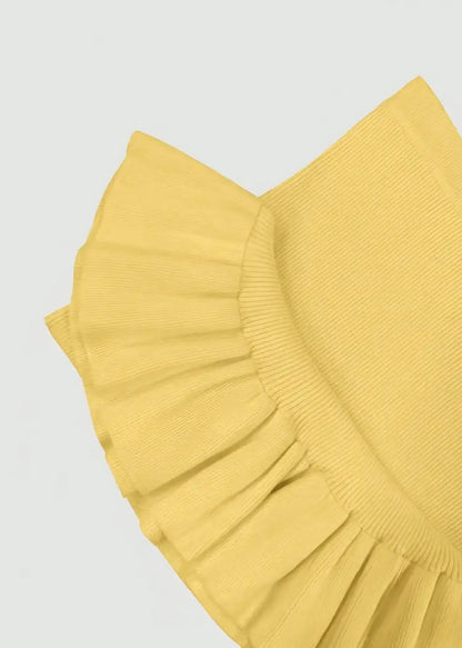 Mermaid Ribbed Vest & Skirt Set - Pastel Yellow - size XS