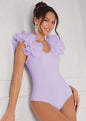 Bodysuit with Ruffle Shoulders - Violet