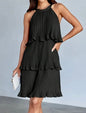 Mini Chiffon Tiered Ruffle Dress - Black - size S & M