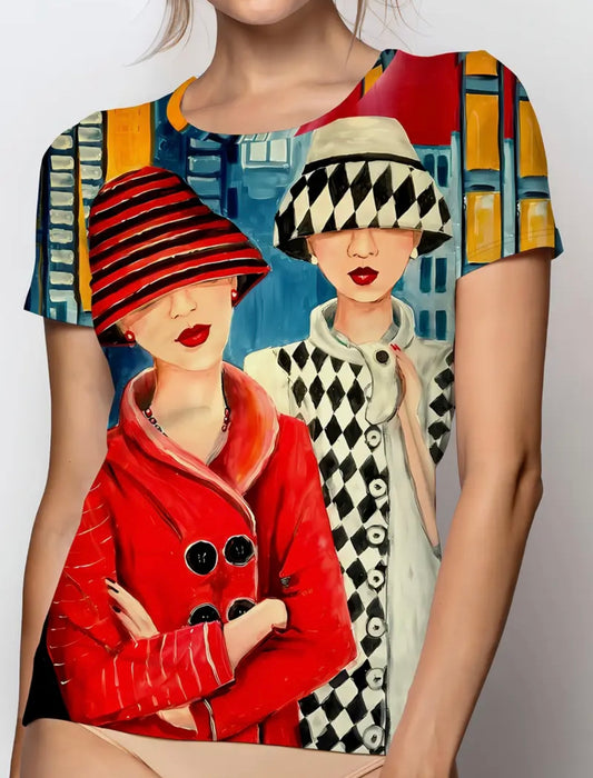 Artistic Portrait Printed Tee - Multicolor