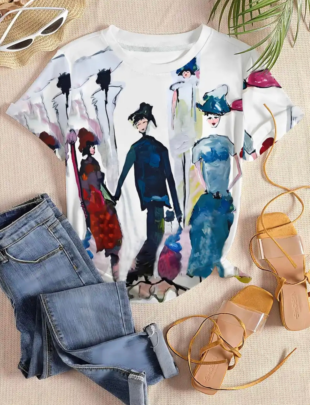 Silhouettes Oil Painting Tee - White