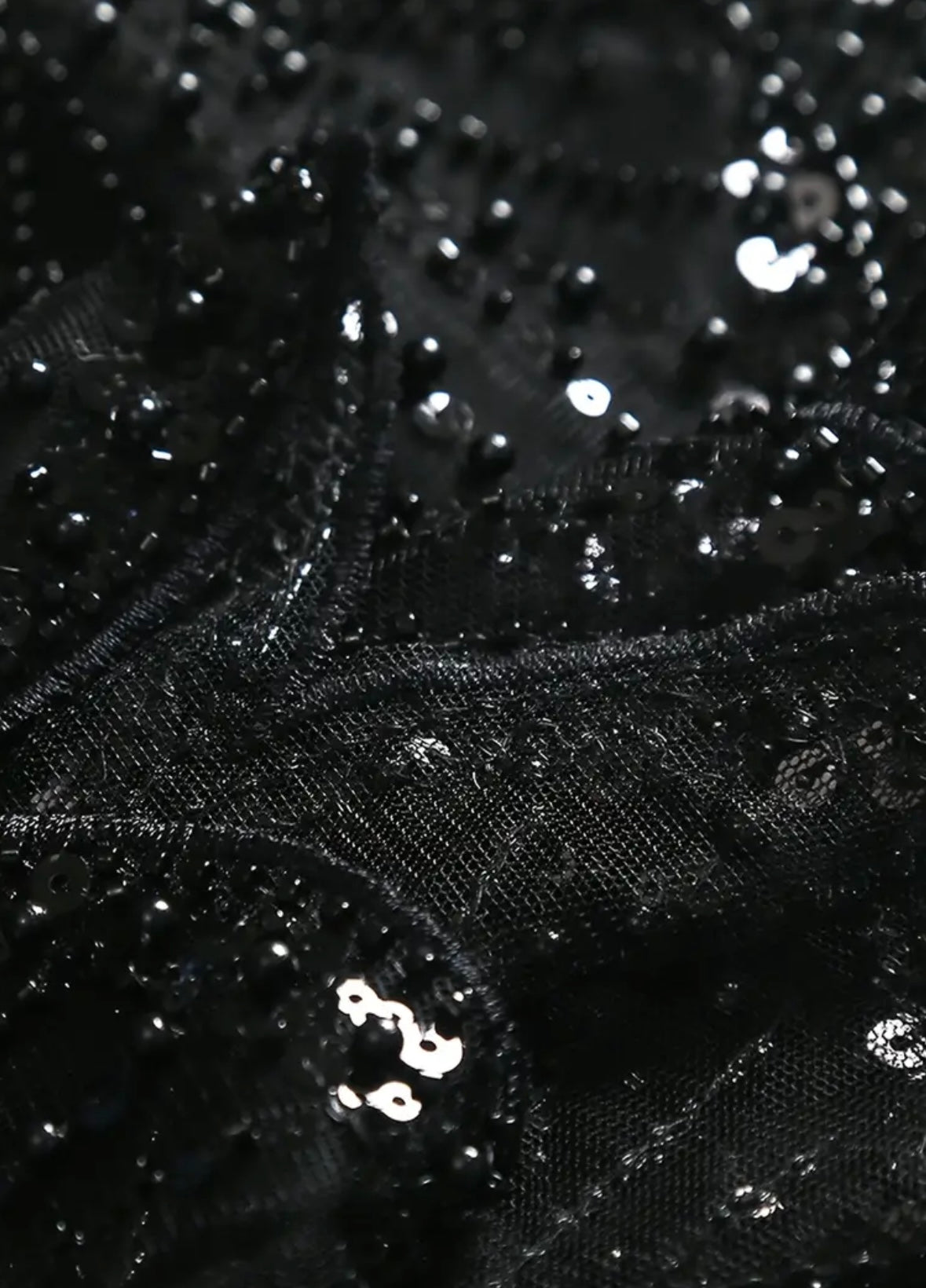 Beaded & Sequin Sleeveless Top - Black