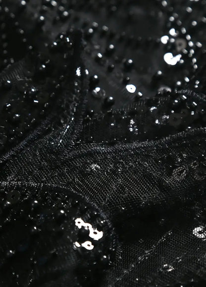 Beaded & Sequin Sleeveless Top - Black