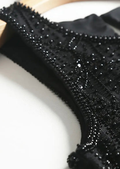 Beaded & Sequin Sleeveless Top - Black