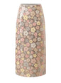 Midi A-Line Floral Sequin Skirt - Dust Pink - size M & L