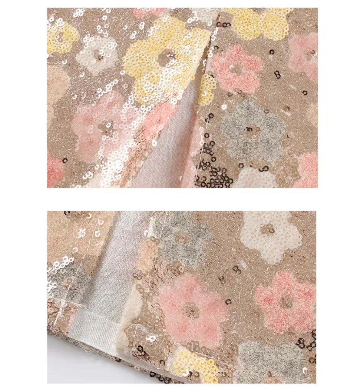 Midi A-Line Floral Sequin Skirt - Dust Pink - size M & L