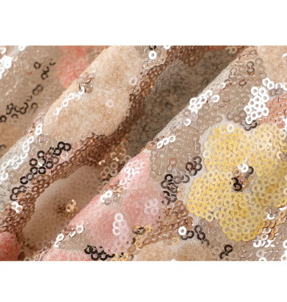 Midi A-Line Floral Sequin Skirt - Dust Pink - size M & L