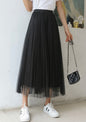 Midi Flared Pleated Skirt - Black - free size