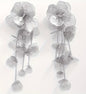 Extra Long Floral Drop Earrings - Silver