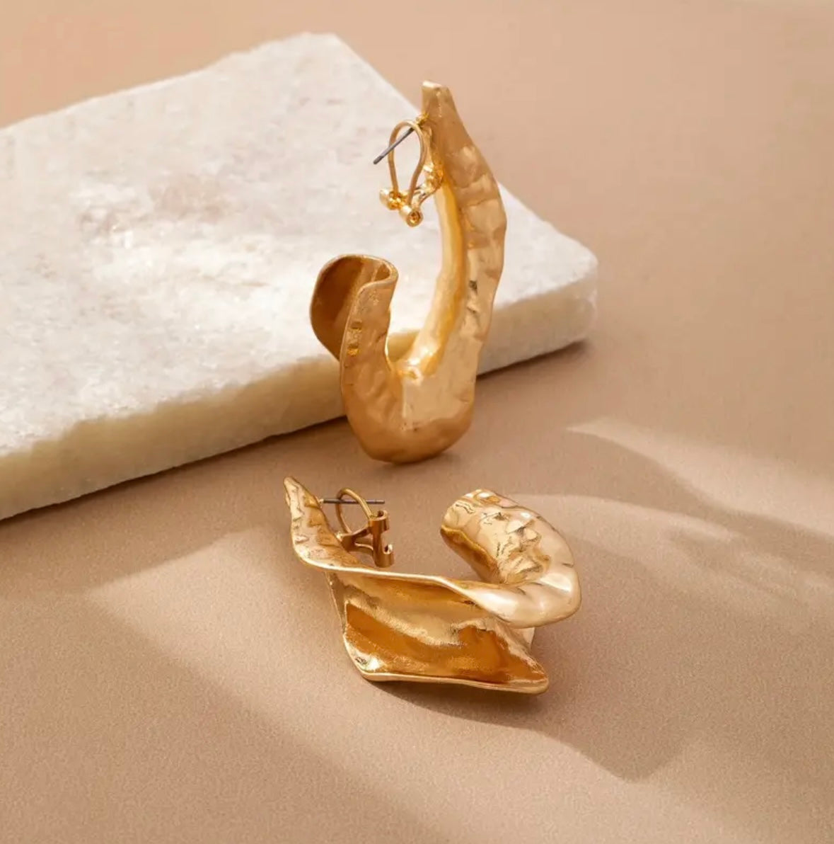 Geometry Tear Drop Earrings - Silver & Gold