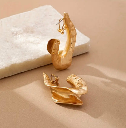 Geometry Tear Drop Earrings - Silver & Gold