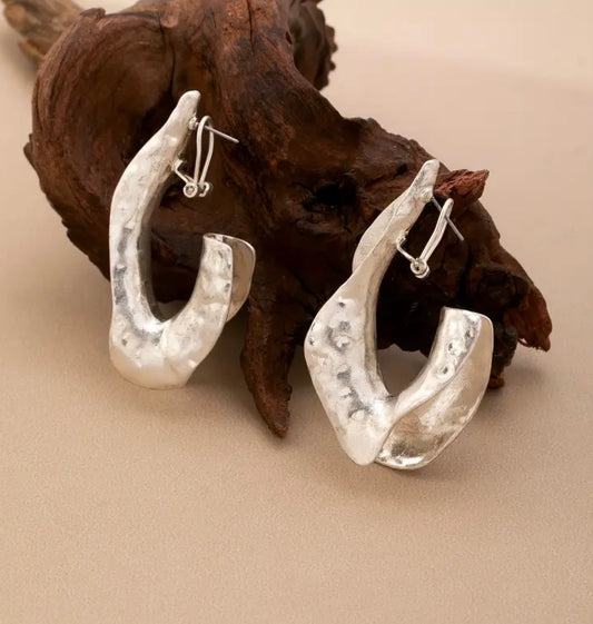 Geometry Tear Drop Earrings - Silver & Gold