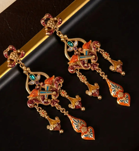 Vintage Chandelier Tassel Earrings - Bronze