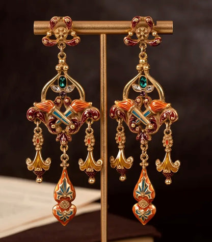 Vintage Chandelier Tassel Earrings - Bronze