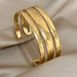 Chunky Glossy Opening Cuff Bracelet - Gold