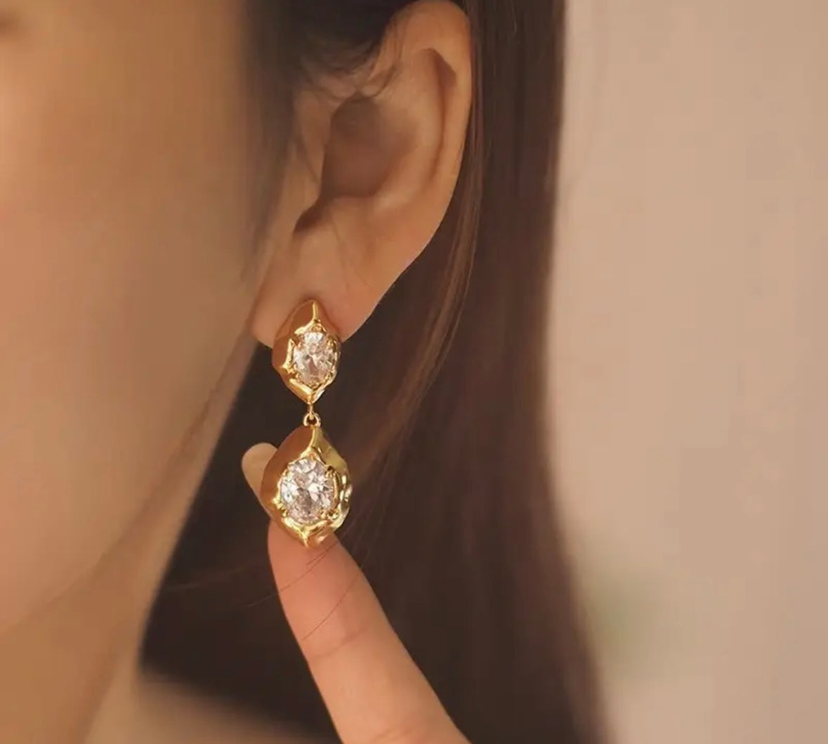 Small Irregular Drop Earrings - Golden
