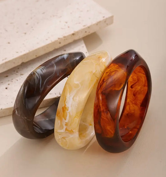 Bohemian Asymmetrical Resin Bracelet Set - 3pcs