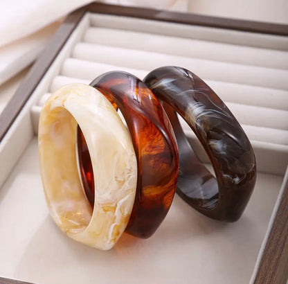 Bohemian Asymmetrical Resin Bracelet Set - 3pcs