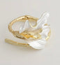 Flower-Shaped Open Bracelet - Gold
