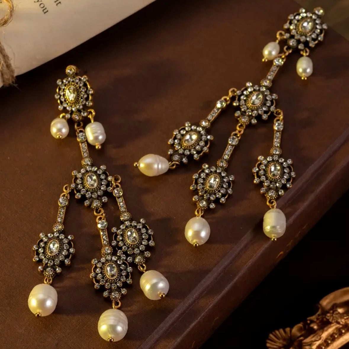 Vintage Extra Long Pearl tassel Earrings - Bonze