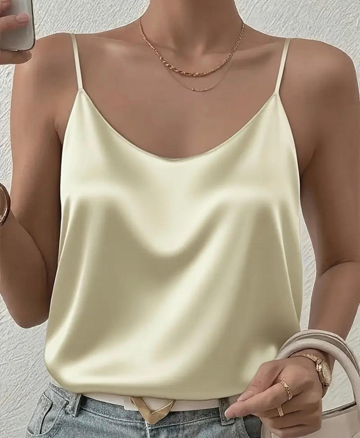 Silky Sateen Camisole with Spaghetti Straps - size M