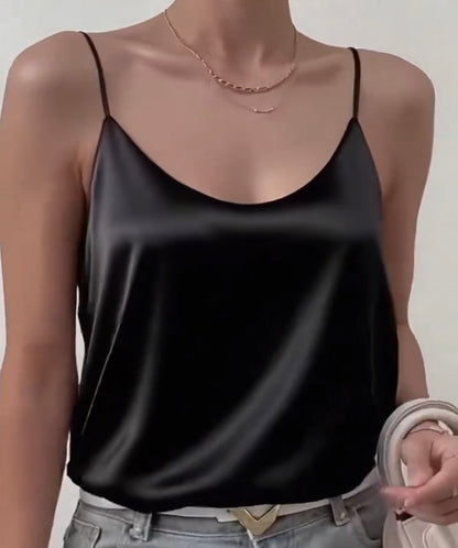 Silky Sateen Camisole with Spaghetti Straps - size M