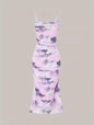 Mountain Print Mesh Dress - Purple
