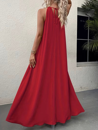 Flowy Long Dress - Red